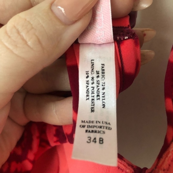 Victoria's Secret Vintage Y2K Underwire Red Pink Tie Dye Bikini Top 34B - Picture 4 of 5